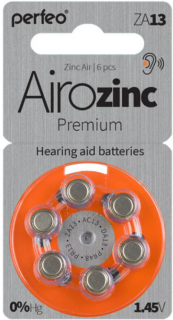 Батарейка PERFEO Airozinc Premium ZA13 BL-6 Zinc Air 1.45V, 6 в упаковке. Батарейка PERFEO Airozinc Premium ZA13 BL-6 Zinc Air 1.45V, 6 в упаковке.