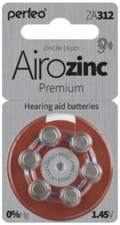 Батарейка PERFEO Airozinc Premium ZA312 BL-6 Zinc Air 1.45V, 6 в упаковке. Батарейка PERFEO Airozinc Premium ZA312 BL-6 Zinc Air 1.45V, 6 в упаковке.
