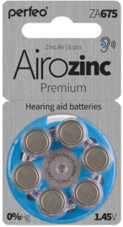 Батарейка PERFEO Airozinc Premium ZA675 BL-6 Zinc Air 1.45V, 6 в упаковке. Батарейка PERFEO Airozinc Premium ZA675 BL-6 Zinc Air 1.45V, 6 в упаковке.