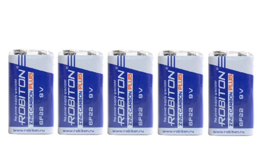 Батарейка крона 9 В 6F22 Robiton комплект 5 шт Батарейка крона 9 В 6F22 Robiton комплект 5 шт
