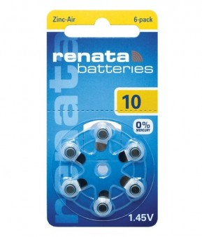 Батарейка RENATA Zinc-Air 10 BL6, 6 шт в упаковке. Батарейка RENATA Zinc-Air 10 BL6, 6 шт в упаковке.