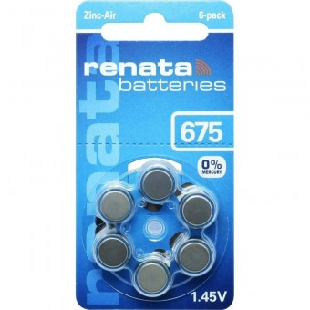 Батарейка RENATA Zinc-Air 675 BL6, 6 шт в упаковке. Батарейка RENATA Zinc-Air 675 BL6, 6 шт в упаковке.