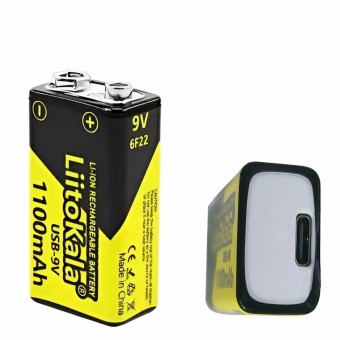 Аккумулятор крона Li-Po Liitokala 9 V - 8,4 V- 1100 mAh USB Type-C порт Аккумулятор крона Li-Po Liitokala 9 V - 8,4 V- 1100 mAh USB Type-C порт