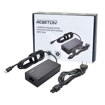 Адаптер/блок питания ROBITON NBTC100G 100 Ватт 5000 mah штекер TYPE-C Адаптер/блок питания ROBITON NBTC100G 100 Ватт 5000 mah штекер TYPE-C