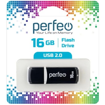 Флешка USB Flash PERFEO PF-C02B016 USB 16GB черный BL1 Флешка USB Flash PERFEO PF-C02B016 USB 16GB черный BL1
