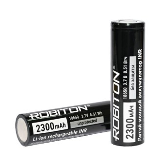 Аккумулятор ROBITON 18650-2300 без защиты с плоским контактом PK1 Аккумулятор ROBITON 18650-2300 без защиты с плоским контактом PK1