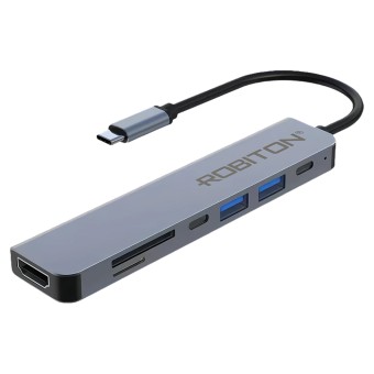 USB-разветвитель ROBITON RHC-7 Док-станция (хаб) PD/HDMI/SD/TF/USB A/USB C BL1 USB-разветвитель ROBITON RHC-7 Док-станция (хаб) PD/HDMI/SD/TF/USB A/USB C BL1